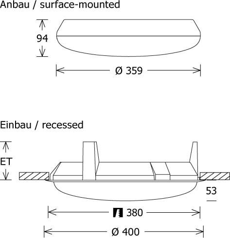 LED-Anbau-u.Einbauleuchte DISC-I 40.1740/DI ws
