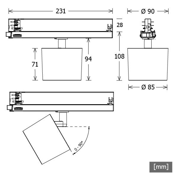 LED-Stromschienenstrahler ORYOT203.940.15CASws