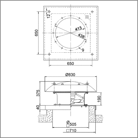 Axial-Dachventilator DZD 40/4 B E Ex e