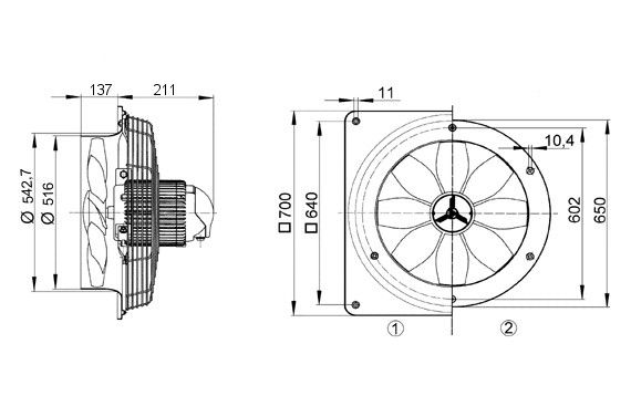 Axial-Wandventilator DZQ 50/84 B