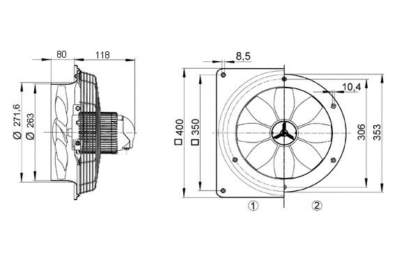 Axial-Wandventilator DZS 25/4 D