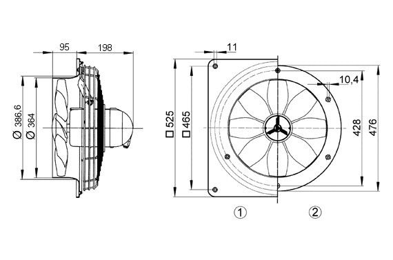 Axial-Wandventilator DZS 35/2 B E Ex e