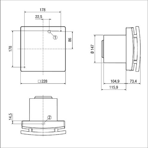 Kleinraumventilator Funk ECA 150 ipro RC