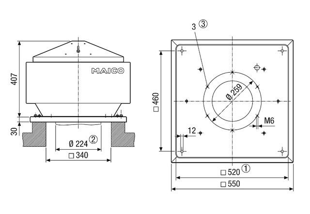 Radial-Dachventilator MDR 22 EC