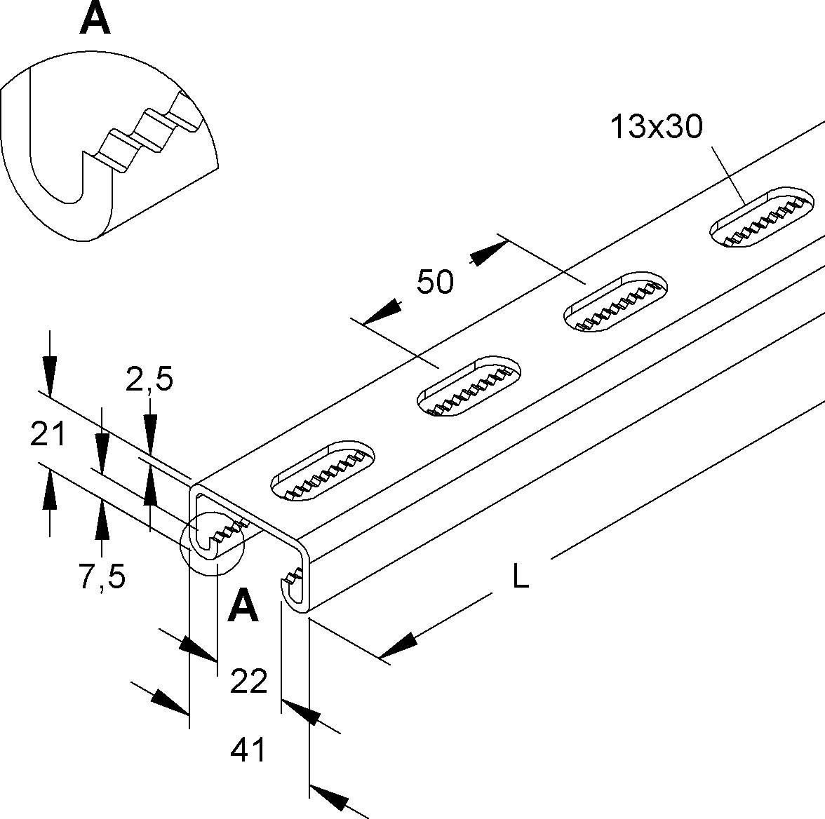 Ankerschiene C-Profil 2997Z/3 FL