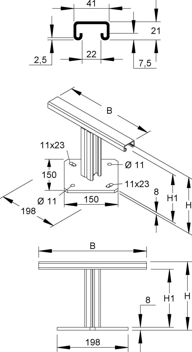 Bodenstütze T-Konsole RSSBP 190.200 V