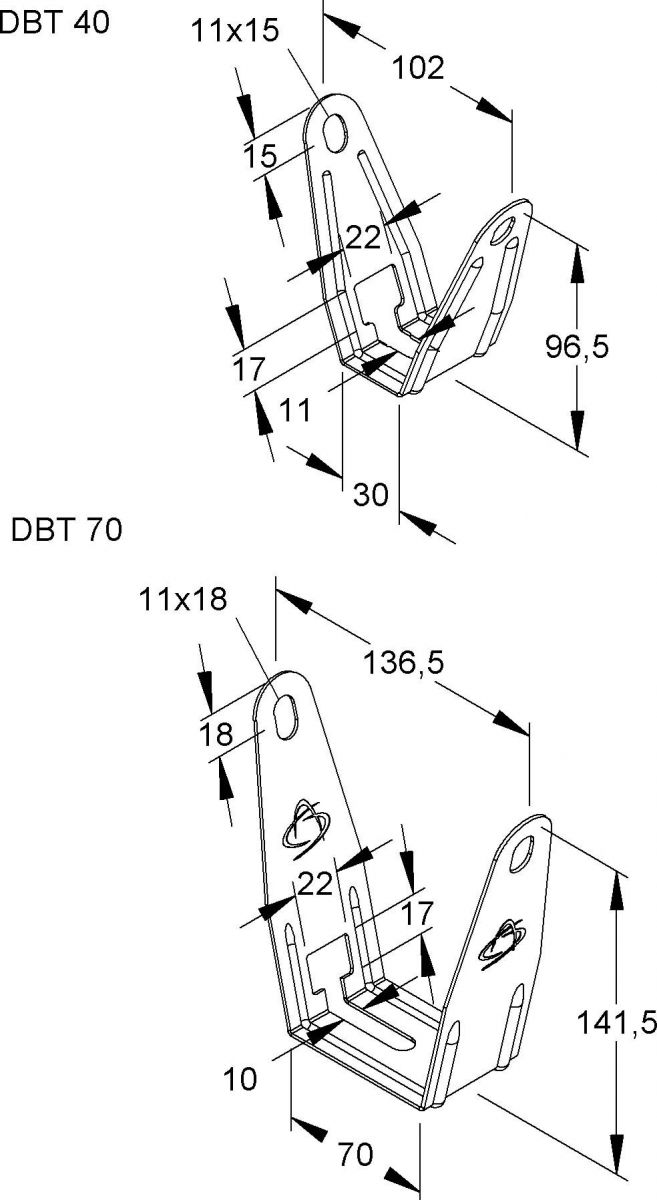 Deckenbügel DBT 70 F