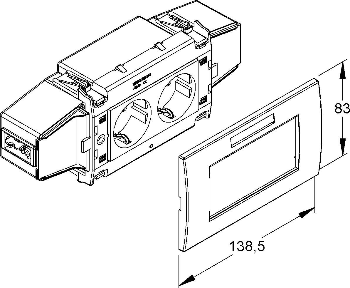 Geräteeinbausteckdose 2-f. GESWL 2 R SV