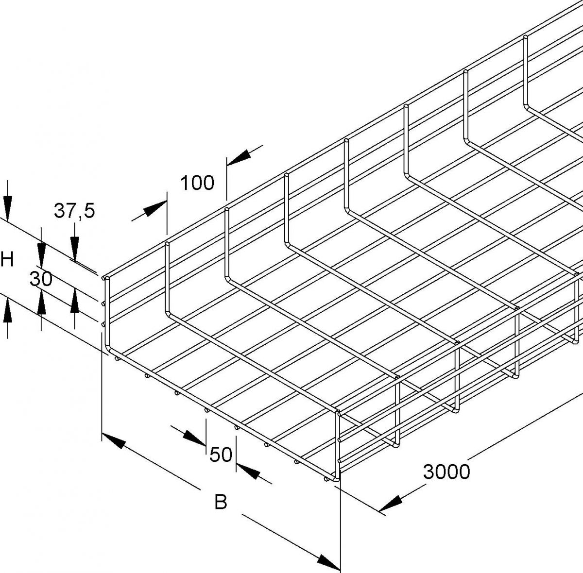 Gitterrinne U-förmig GRS 110.500 E3