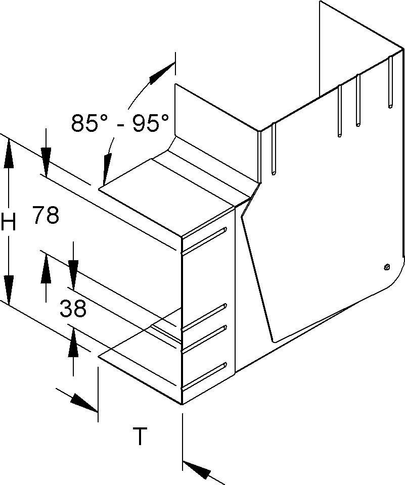 GK-Vertikaleck 90Gr. DKVVO 170-78T100 W