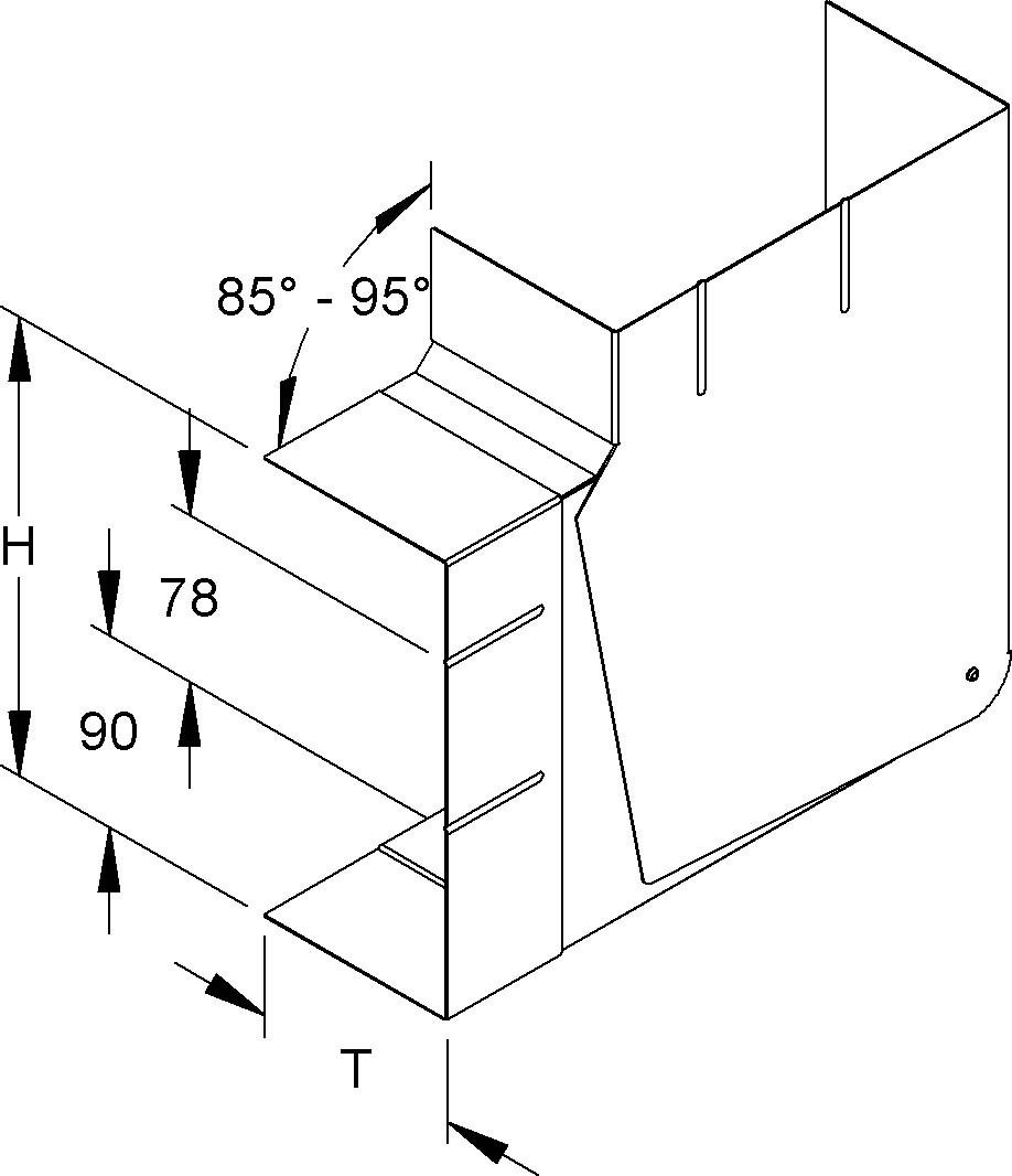 GK-Vertikaleck 90Gr. GKVVO 213A78T100 L
