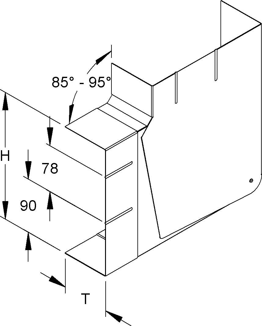 GK-Vertikaleck 90Gr. GKVVO 213A78T80 W