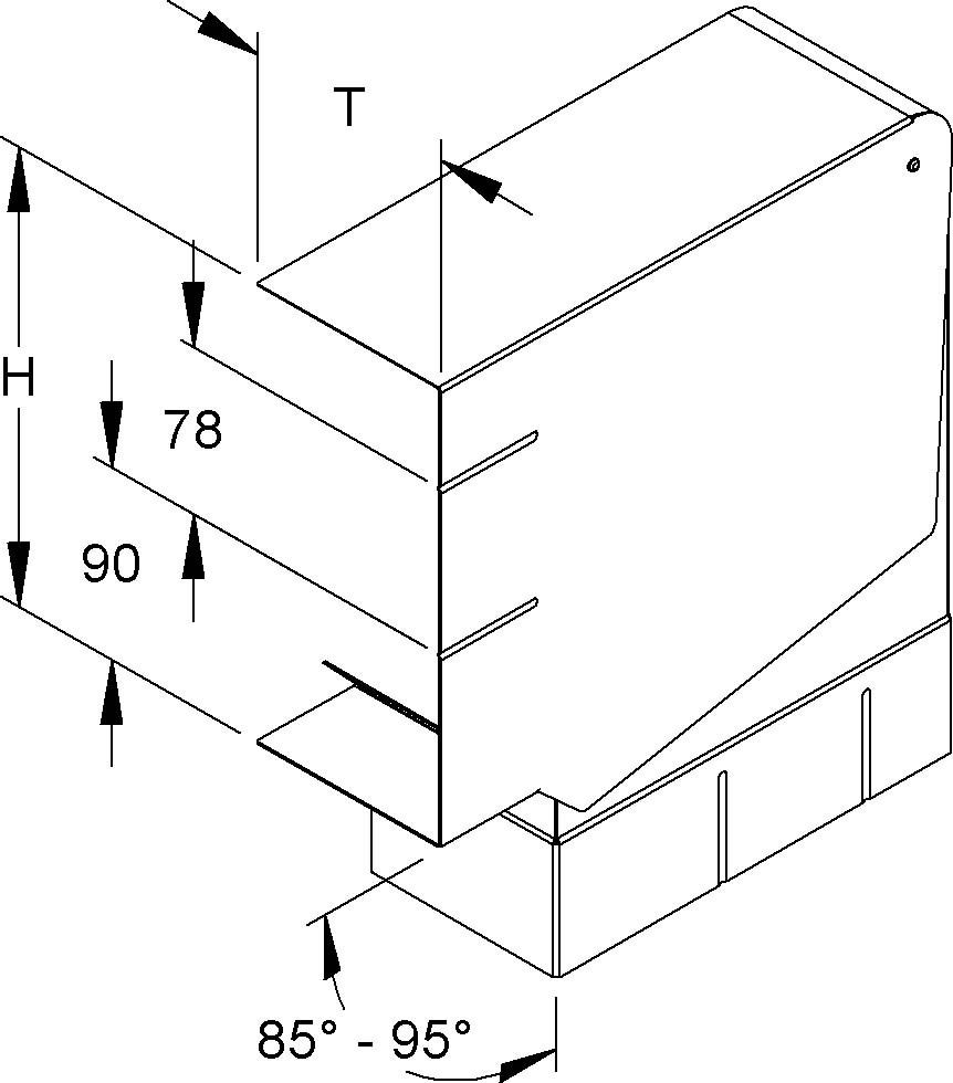 GK-Vertikaleck 90Gr. GKVVU 213A78T100 R
