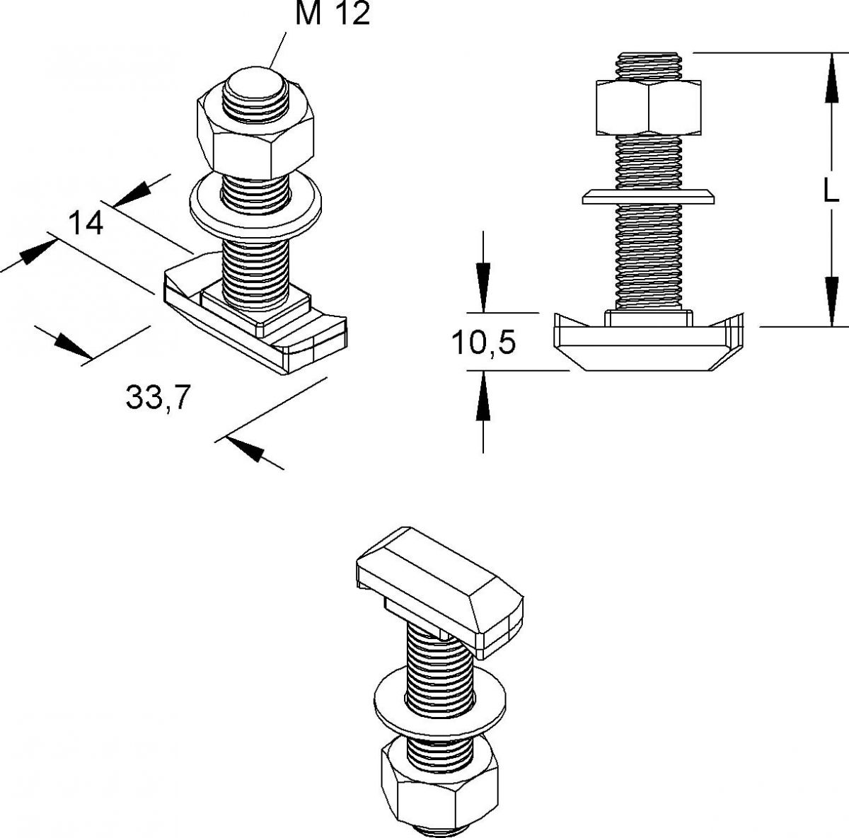 Hakenkopfschraube M12 HK 512/80 F