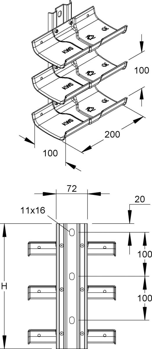 Kabeltragwannensystem KWS 3 F