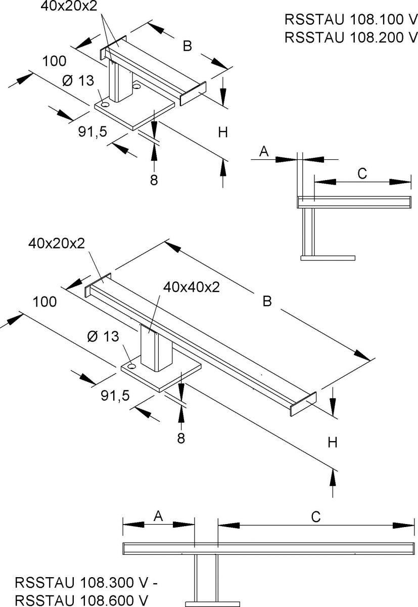 Stütze asymmetrisch RSSTAU 108.500 V