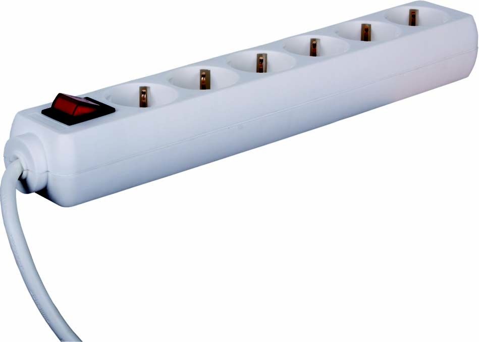 Tischsteckdose weiß 6-fach