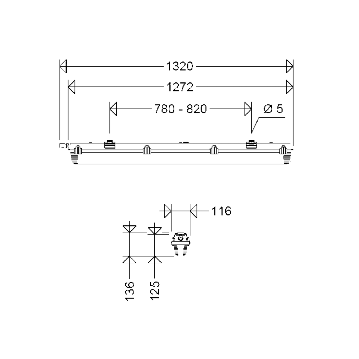 LED-Feuchtraumleuchte 161 12L42 FF/FC