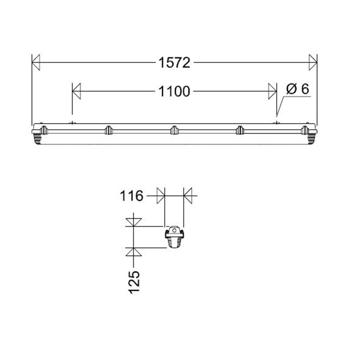 LED-Feuchtraumleuchte 161 15L60 H50