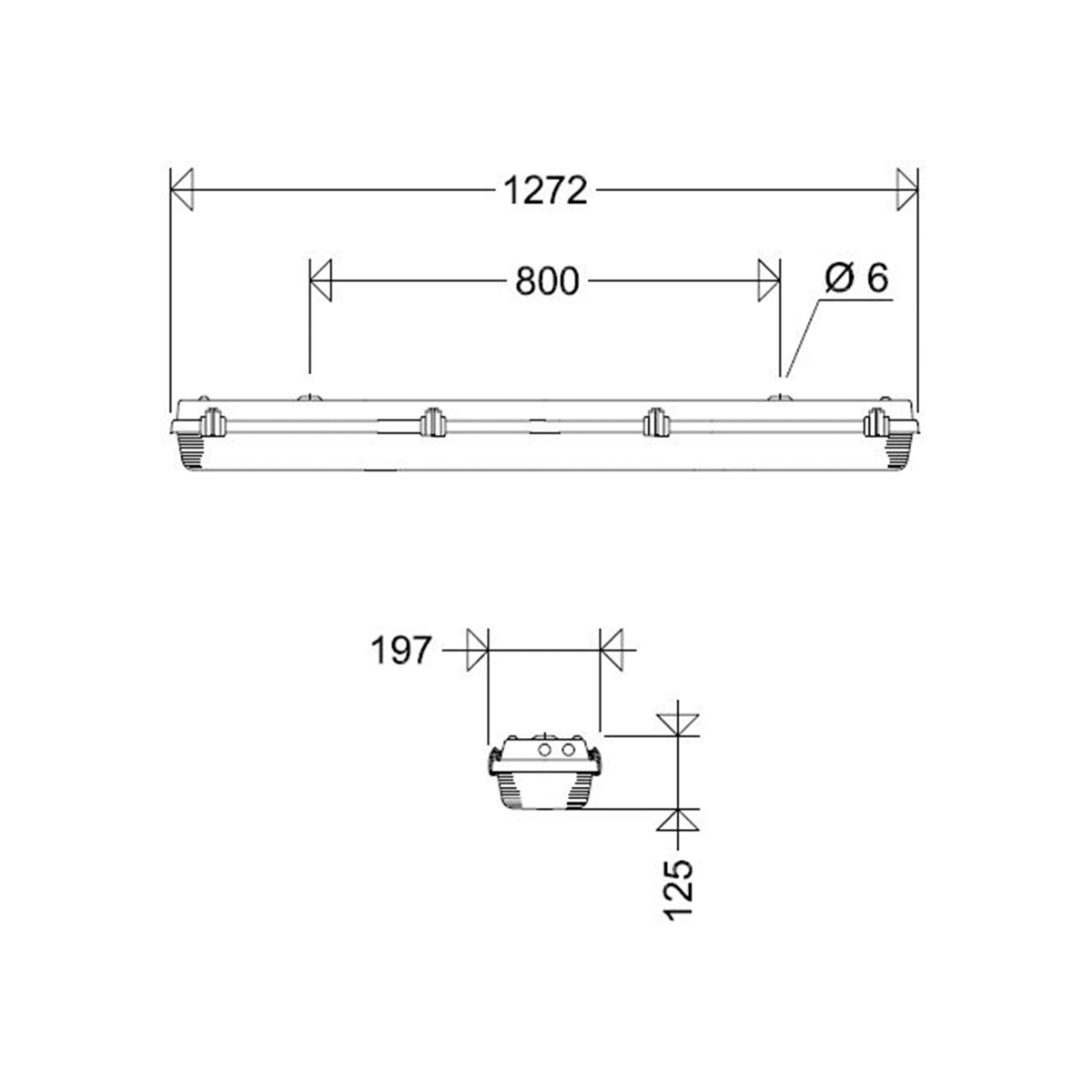 LED-Feuchtraumleuchte 162 12L22 T40 H70