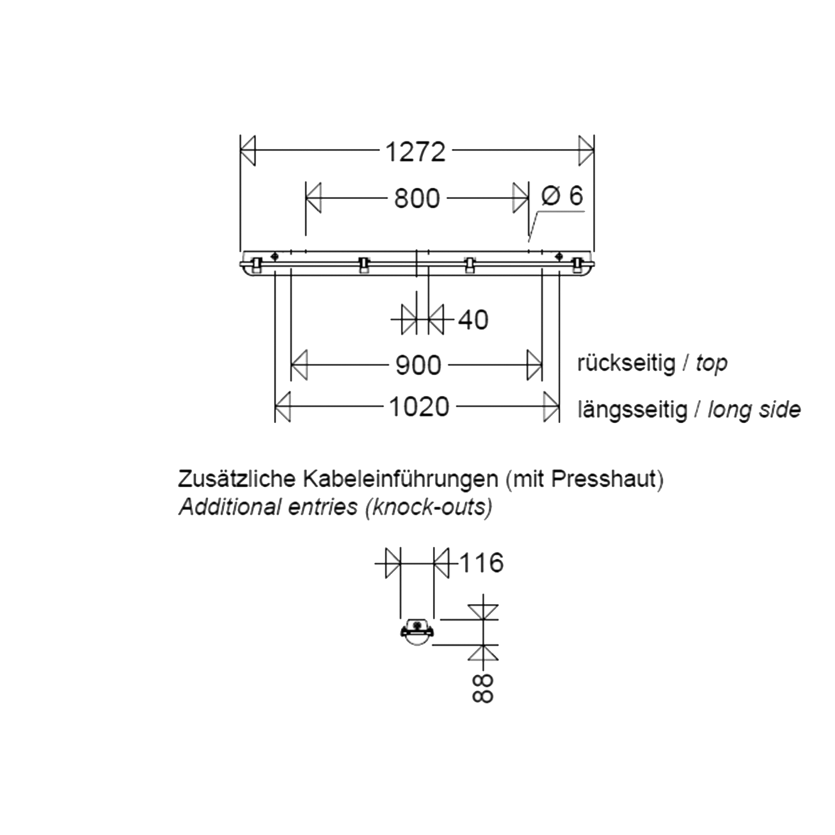 LED-FR-Wannenleuchte 163 12L22G2 SENS