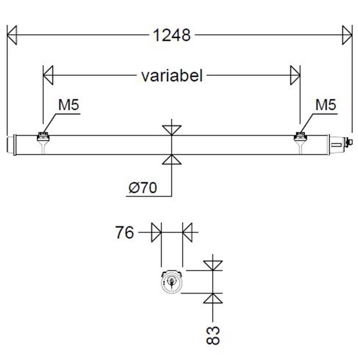 LED-Rohrleuchte 107 12L42 XR LW DIMD