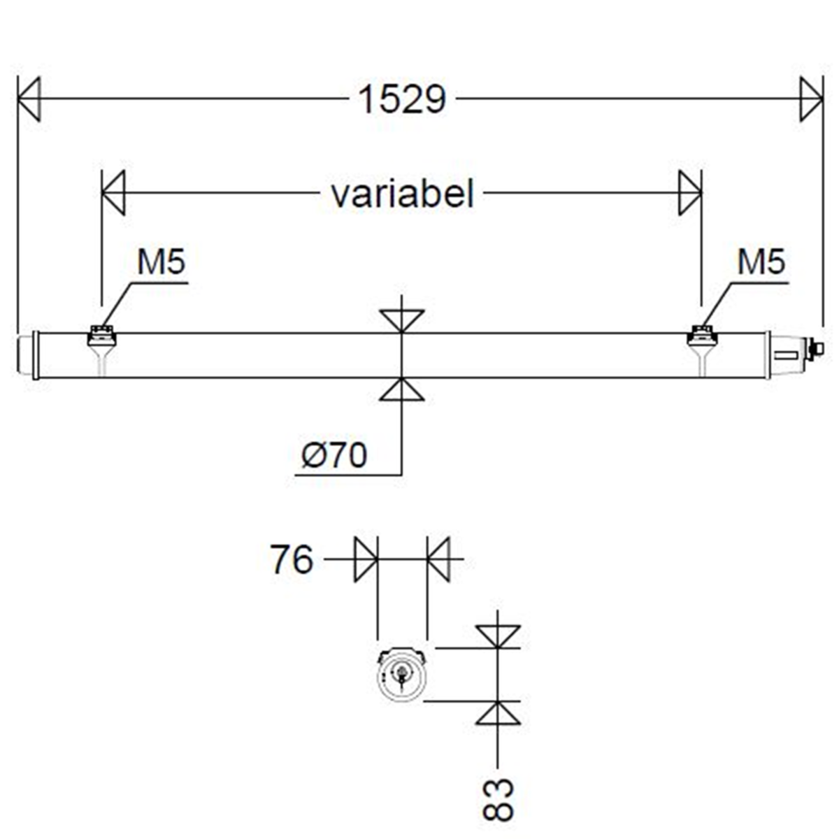 LED-Rohrleuchte 107 15L60 XR LW DIMD