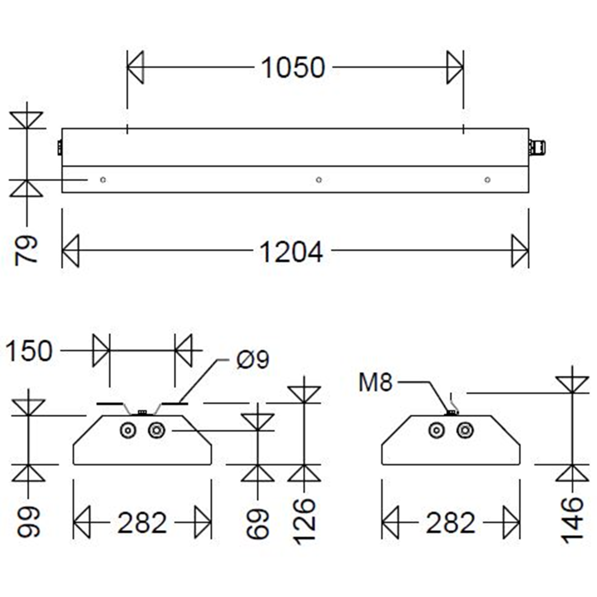 LED-Stahlblechleuchte 185 12L90