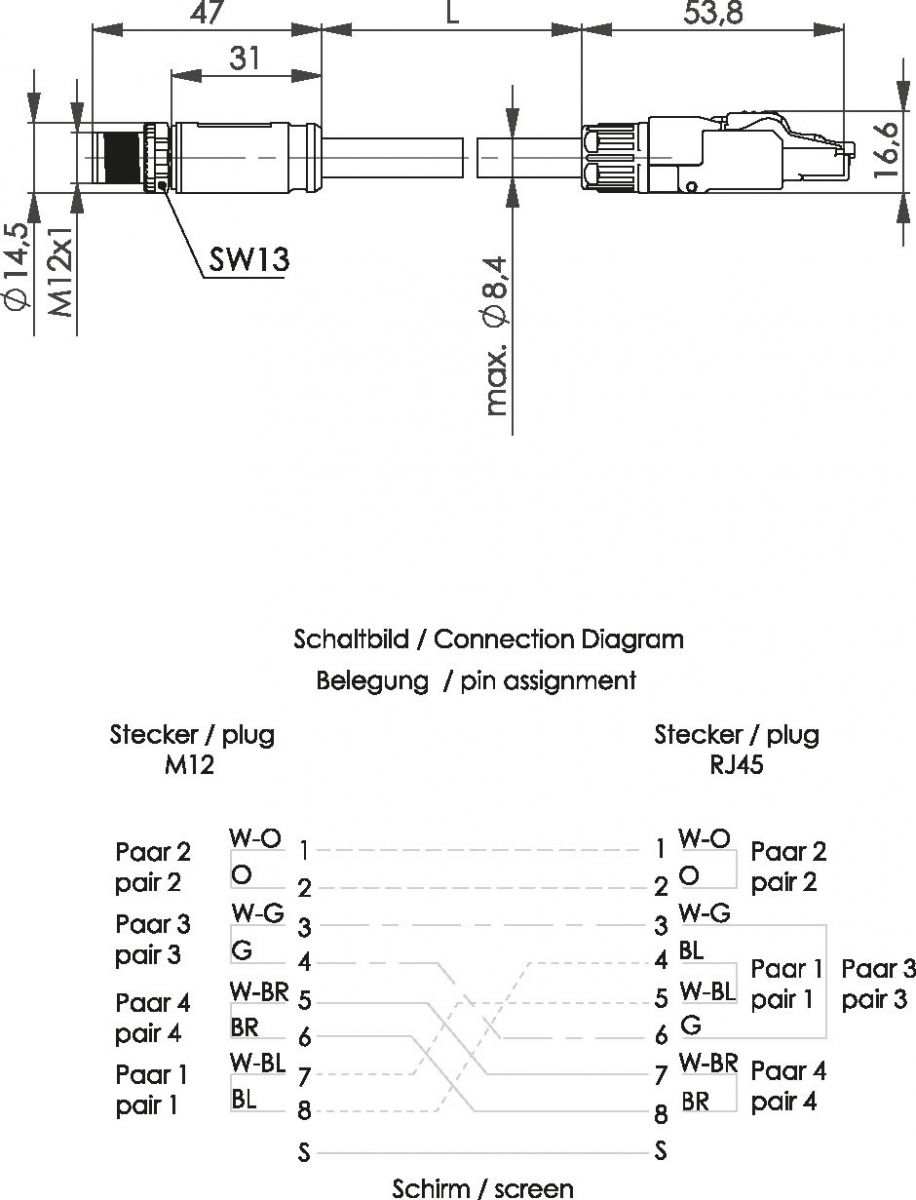 STX M12x1-RJ45 VL 100017249
