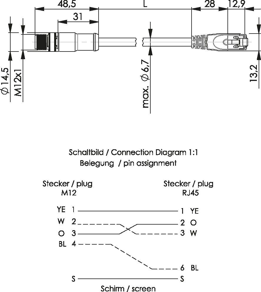 STX M12x1-RJ45 VL 100017287