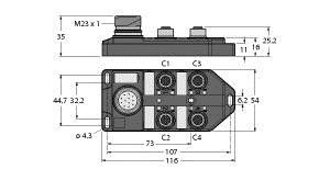 Aktuator-/Sensor-Verteiler TB-4M12-4-CS12T