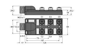 Aktuator-/Sensor-Verteiler TB-6M12-5-CS19H