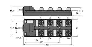 Aktuator-/Sensor-Verteiler TB-8M12-5P3-10/TXL