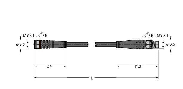 Aktuator-/Sensorleitung PKG3M-0,3-PSG3M/TEL