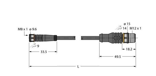 Aktuator- u. Sensorleitung PKG3M-0.8-RSC4T/TXL