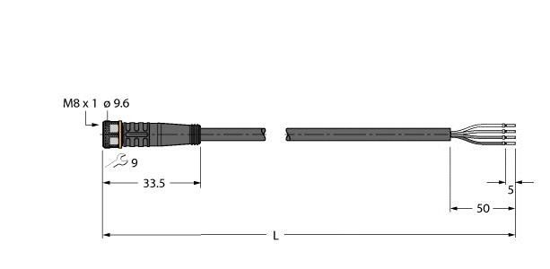 Aktuator- u. Sensorleitung PKG4M-3/TXL