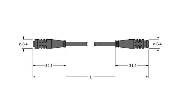 Aktuator- u. Sensorleitung PKG4S-0.3-PSG4S/TXL