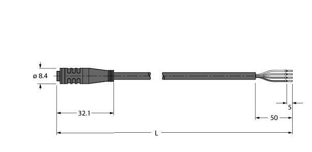Aktuator- u. Sensorleitung PKG4S-5/TEL
