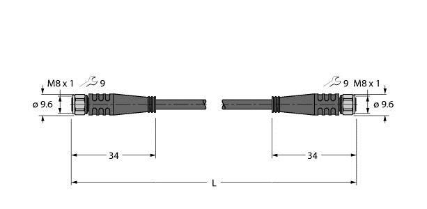 Aktuator- u. Sensorleitung PKGV4M-50-PKGV4M/TFW