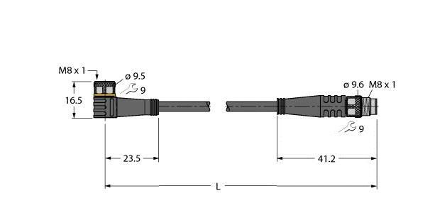 Aktuator- u. Sensorleitung PKW4M-0.6-PSG4M/TXO