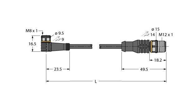Aktuator- u. Sensorleitung PKW4M-1-RSC4.4T/TXL