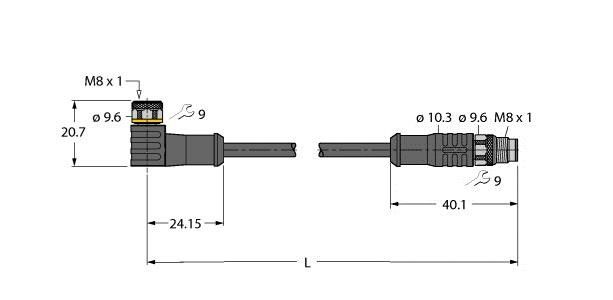 Aktuator- u. Sensorleitung PKWS4M-2-PSGS4M/TXL