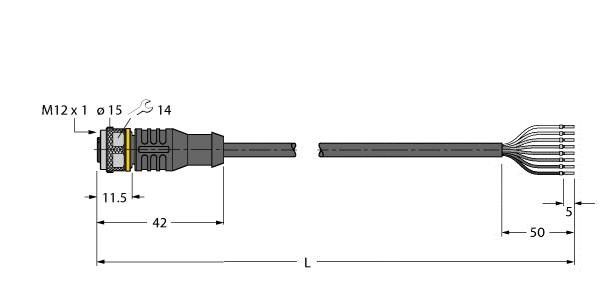 Aktuator- u. Sensorleitung RKC8T-5/TXL