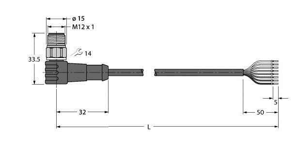 Anschlussleitung WSCV8T-5/TFW