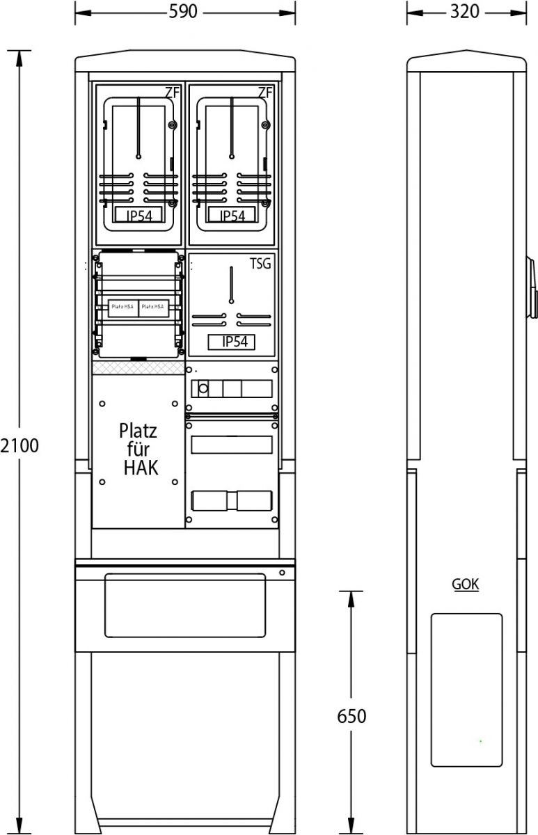 Zähleranschlußsäule ZAS-S-2-TSG ENSO