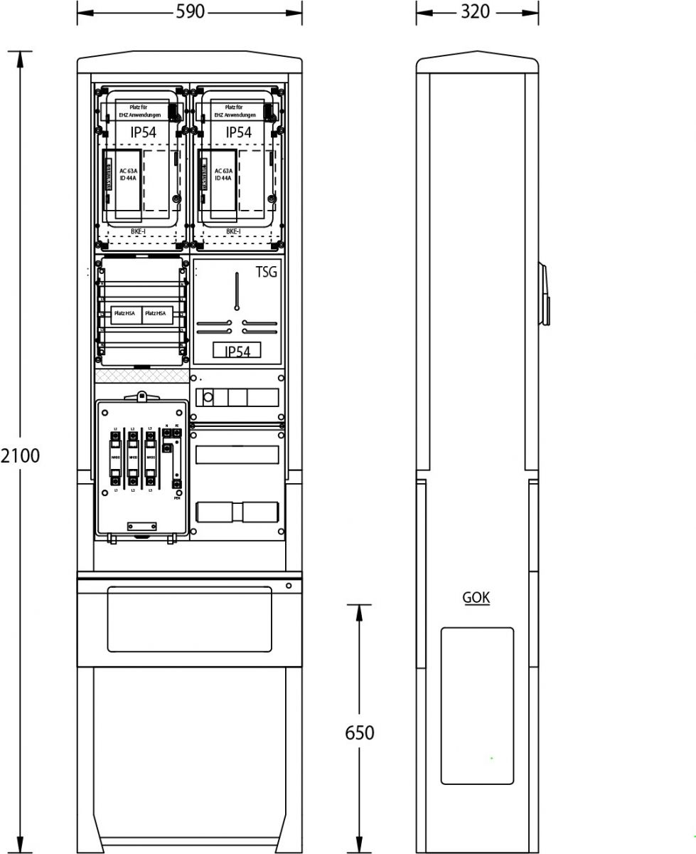 Zähleranschlußsäule ZAS-S2-TSG S.Hamburg