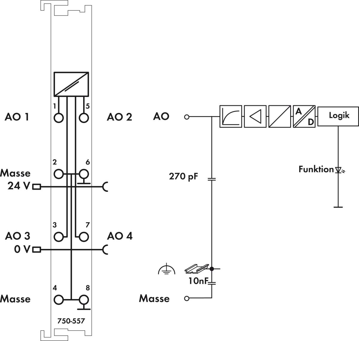 Analog Ausgangsklemme 750-557